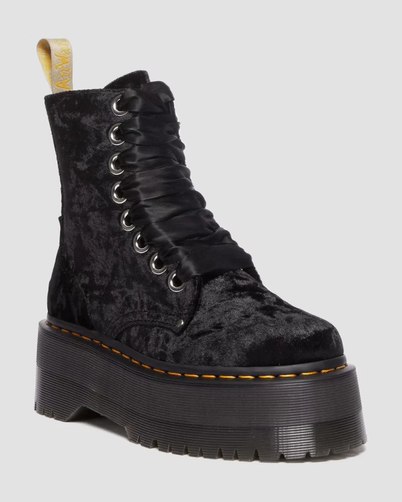 Sale | Sale^Dr. Martens Vegan Jadon Boot Max Crushed Velvet Platforms BLACK — Crushed Velvet