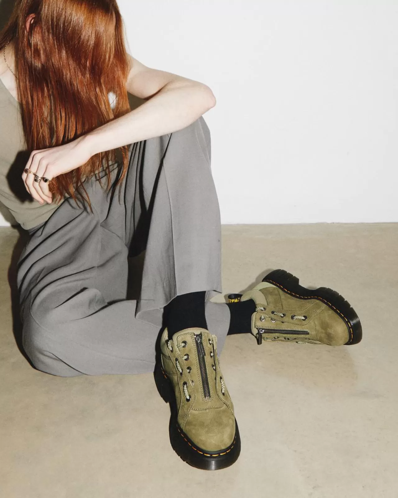 Casual Boots | Shoes^Dr. Martens Woodard Tumbled Nubuck Leather Low Casual Boots Muted Olive — Titan