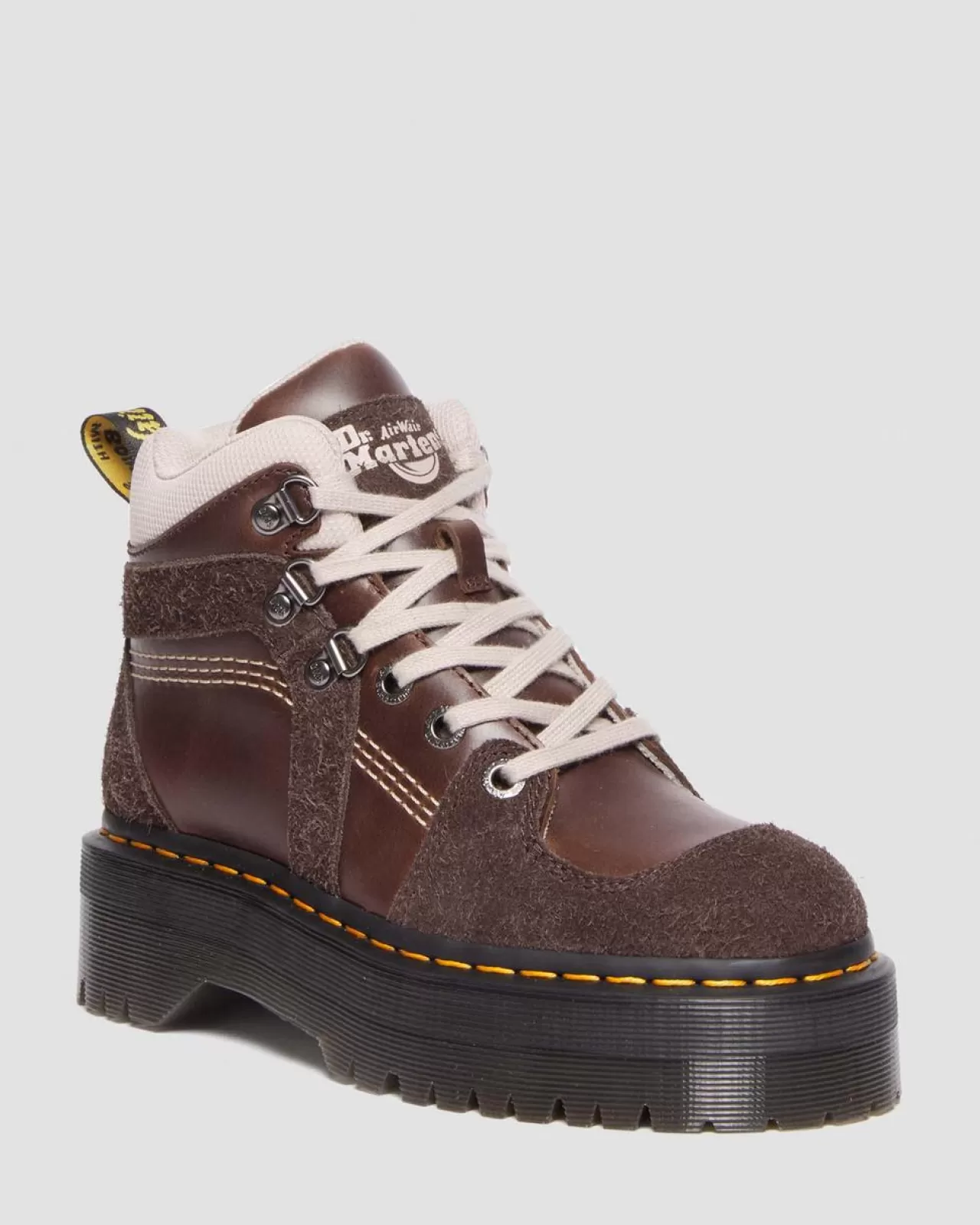 Sale | Ankle Boots^Dr. Martens Zuma Leather & Suede Hiker Style Boots DARK BROWN — Classic Pull Up + Wooly Bully