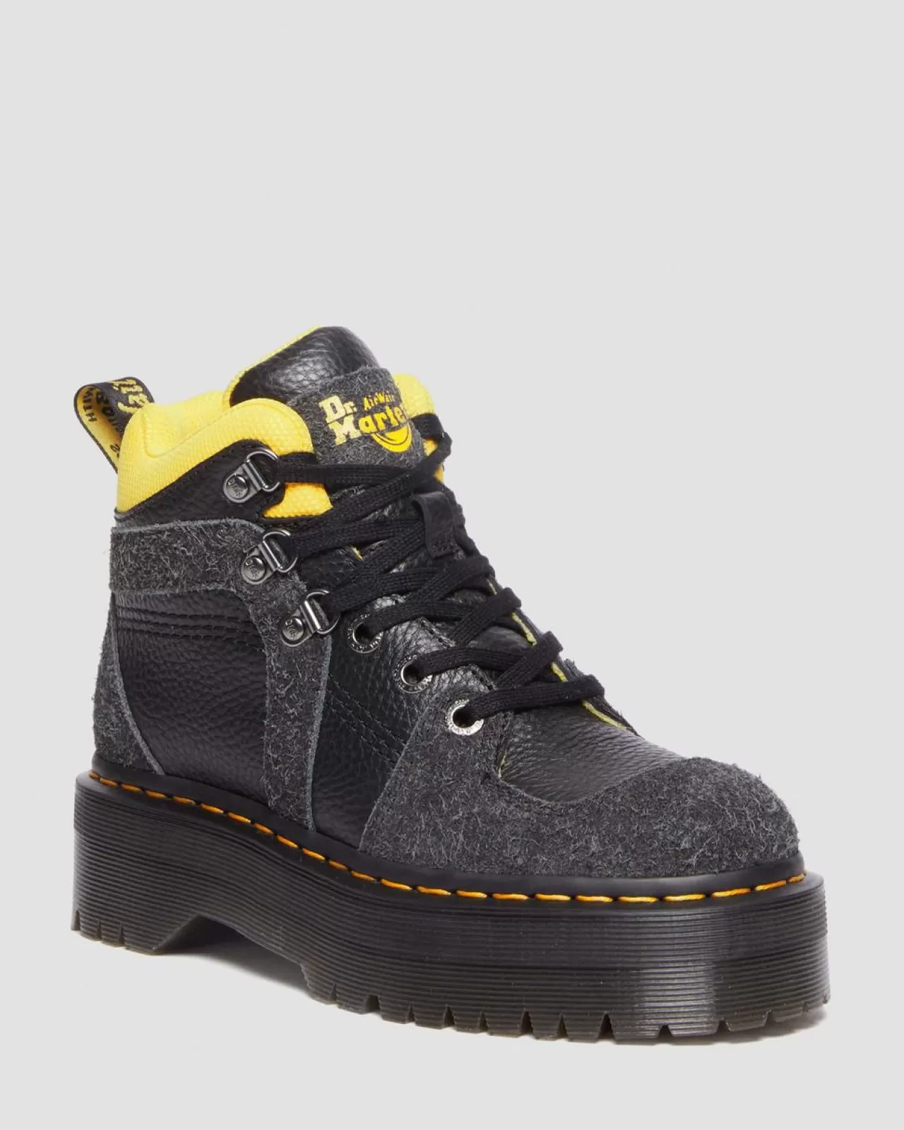 Sale | Ankle Boots^Dr. Martens Zuma Milled Nappa Leather & Suede Hiker Style Boots BLACK